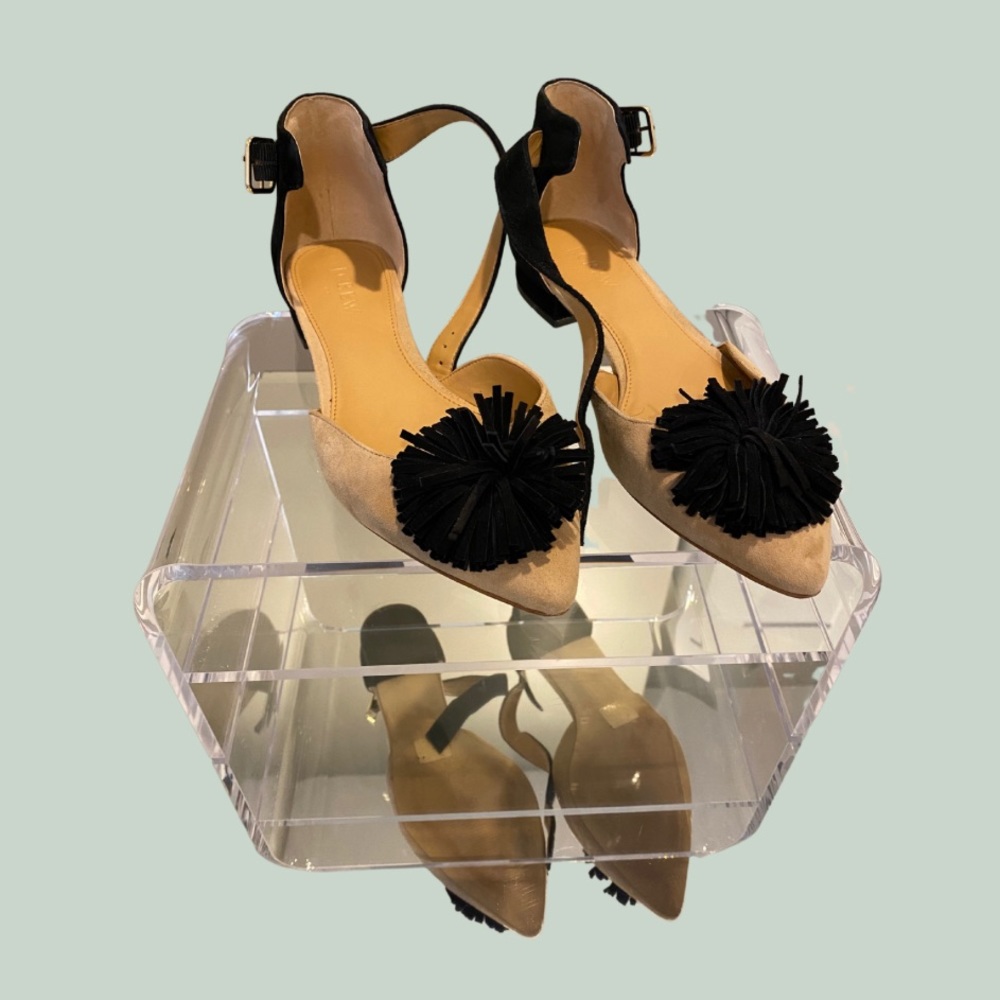 Jcrew multi-color pompom flats Size 8